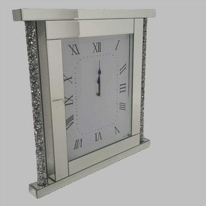 Diamond Crushed Glass Mirrored Silent Wall Clock with an Elegant, Luxurious Look for Perfect Decoration in Classic Silver Colour