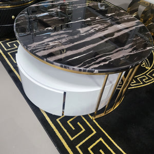 White MDF Round Nested Coffee Tables - 2 Piece Set (RMB 2)