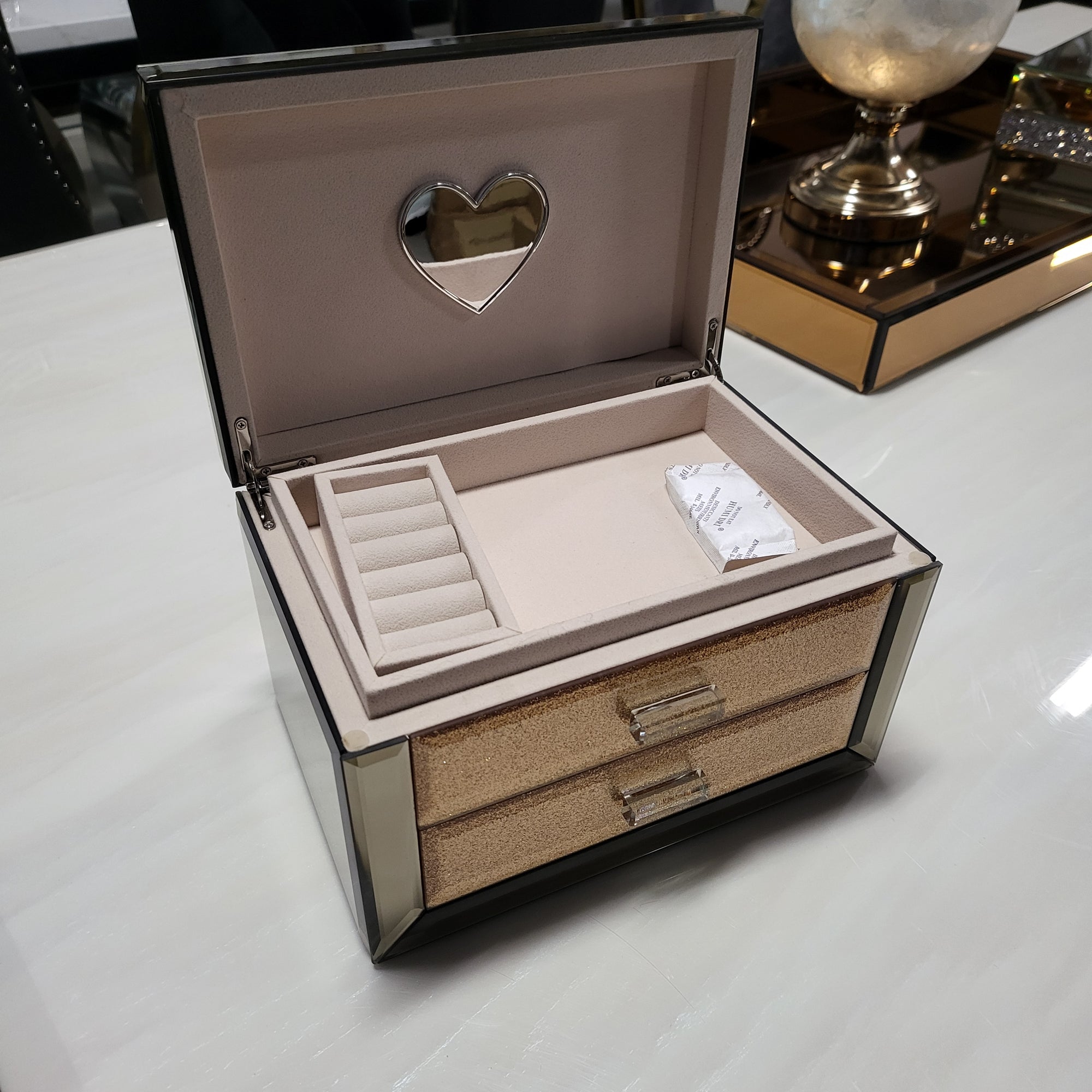 Mirrored Jewellery box with 3 drawers