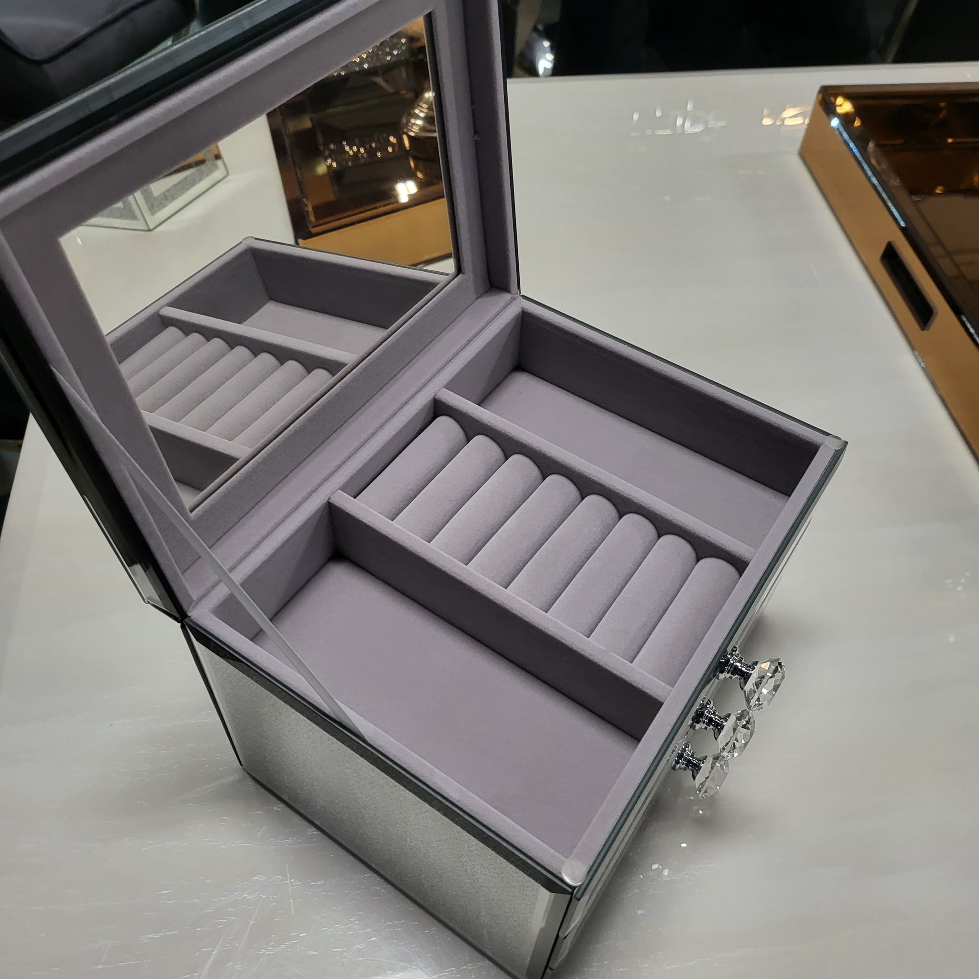 Silver Jewellery box with 3 drawers