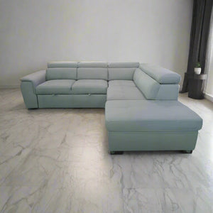 Grey corner Couch With a Comfortable Leather Sofa Bed