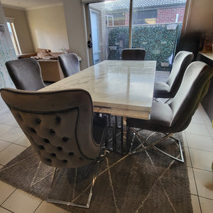 Elegant Marble Top Dining Table with Six Chairs