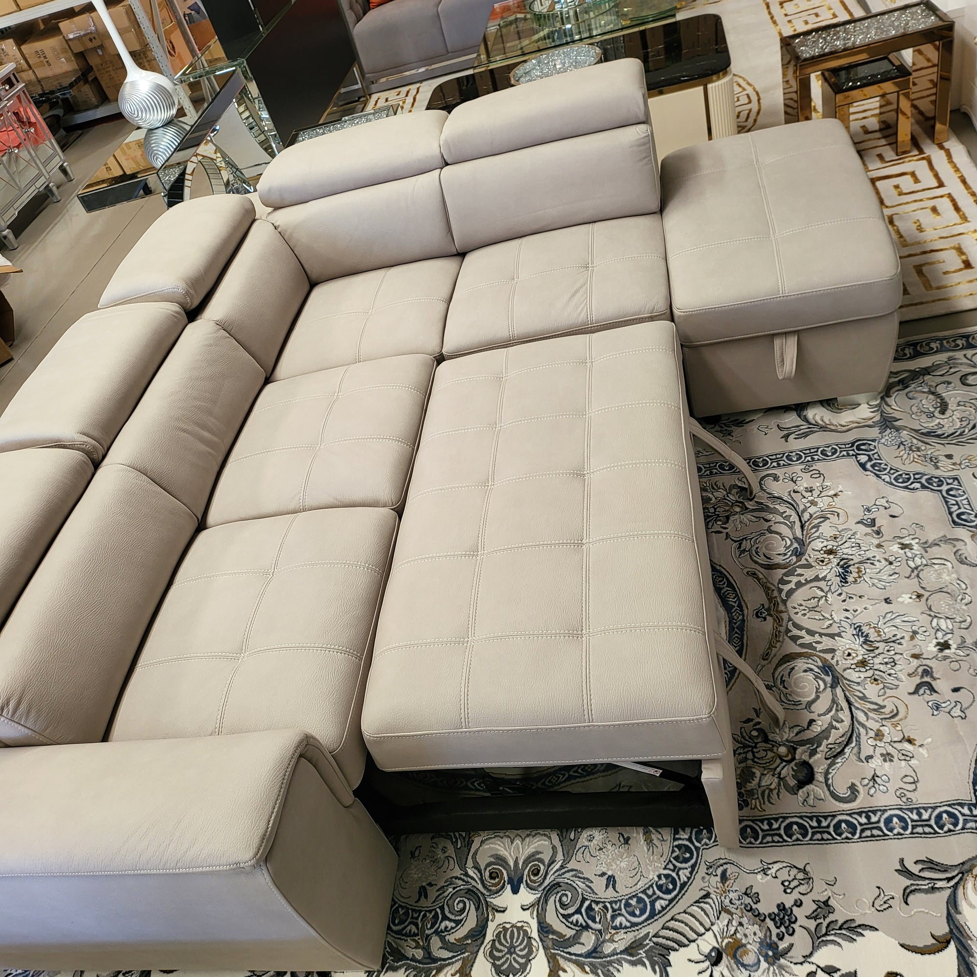 Corner Leather Sofa with Sofa Bed