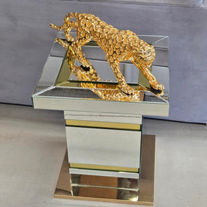 Mirrored Glass Beautiful Silver and Gold Side Table in MDF Material