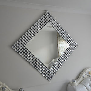 Classy Square Glass Hallway Wall Mirror in Silver