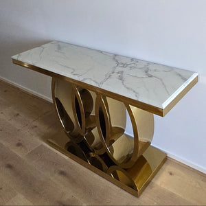 Gold Stainless Steel Frame Marble Console Table only