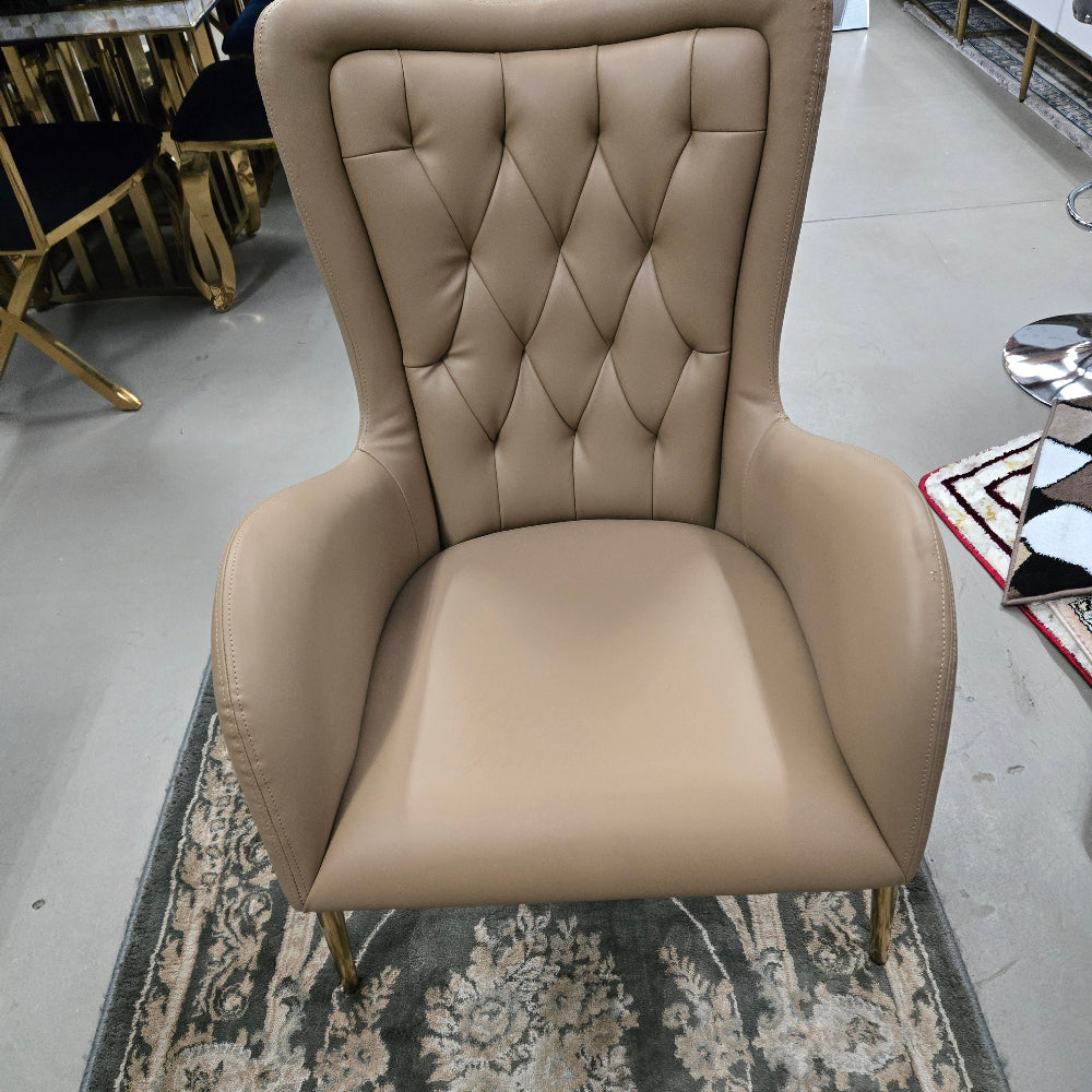 Brown Leather Chairs with Gold Frame