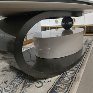 Oval / Round / Circle Modern Coffee Tables in Silver Bronze Stainless Steel Frame