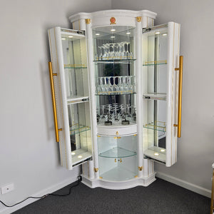 Wine Cabinet and Bar Table set (White). Modern MDF White Wood Wine / Display / Traditional Cabinet With Glass Shelves.