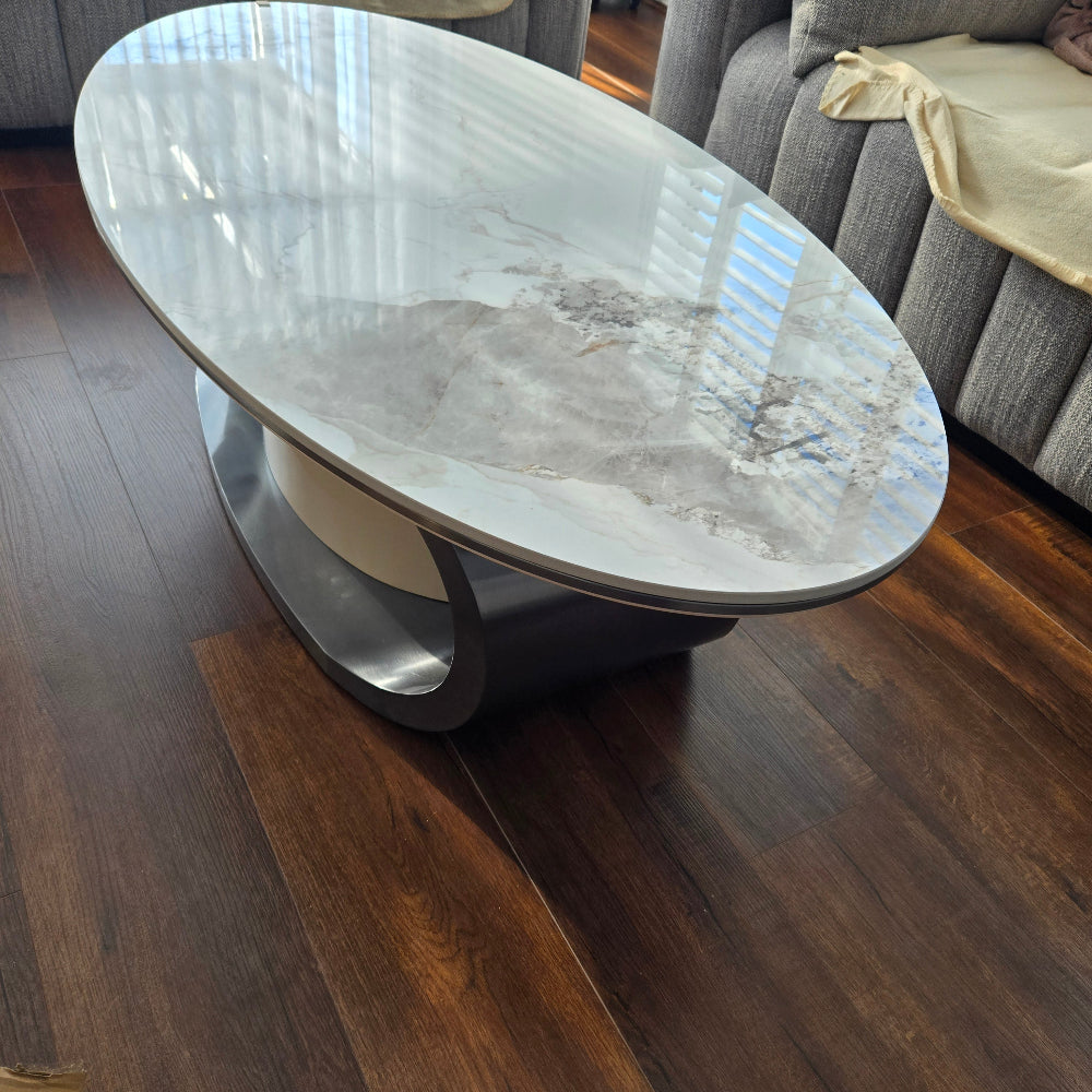 Round / Circle Coffee Tables in Silver Bronze Stainless Steel Frame