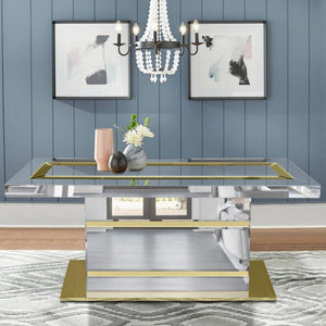 Elegant MDF Dining Table in Silver and Gold