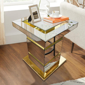 Modern Beautiful Silver and Gold Side Table in MDF Material