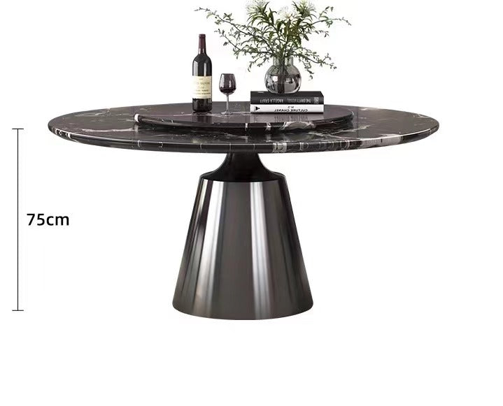 Round Dining Table with 4 chairs in silver