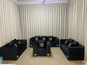 Black Modern Velvet Couch/Sofa set