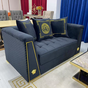 Black Modern Velvet Couch/Sofa set