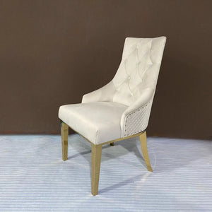 Lion Modern Cream Velvet Dining Chair