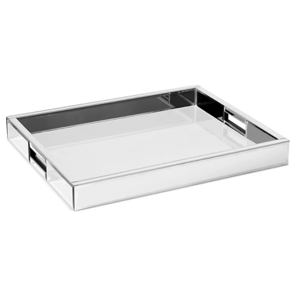 Modern Glass Mirrored Serving and decorative Tray, Available in Silver 