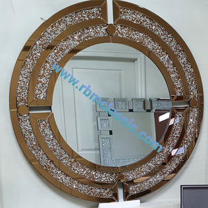 Diamond Crushed Glass Hallway Mirror in Rose Gold