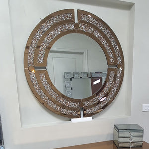 Rose Gold Diamond Crushed Glass Hallway Mirror