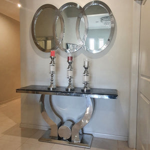 Silver Hallway Console Table and Mirror with Stainless Steel Frame