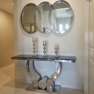 Silver Hallway Console Table and Mirror with Stainless Steel Frame