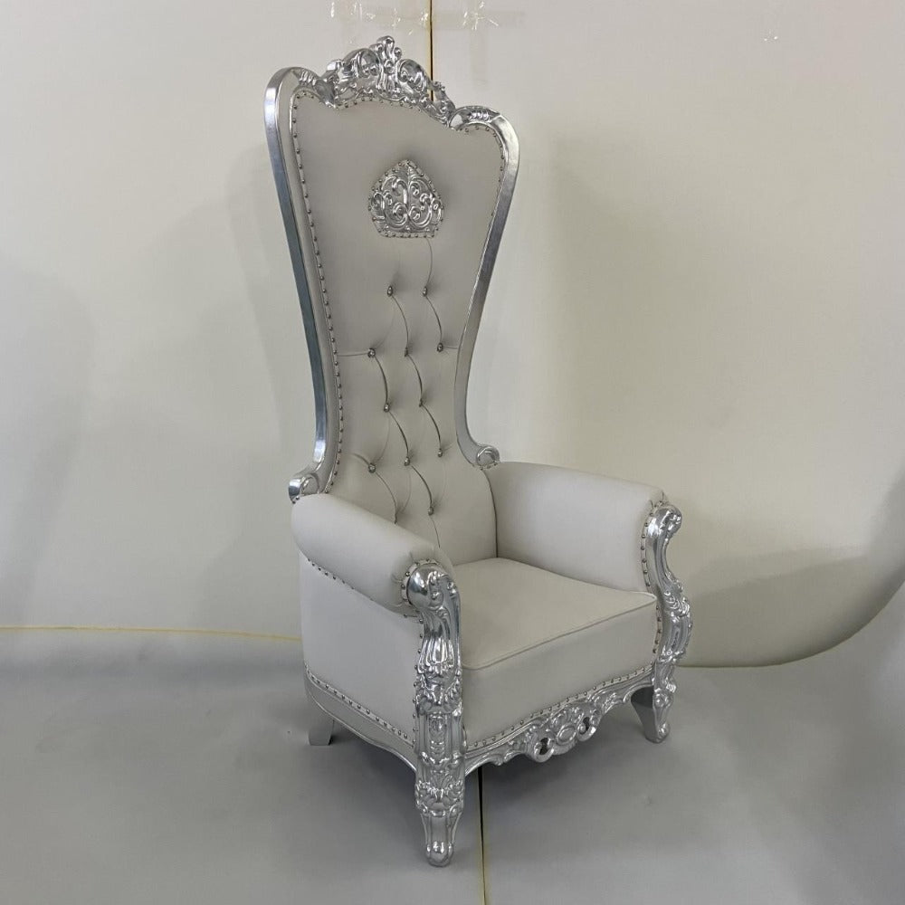 Luxury King & Queen Throne Chair Silver