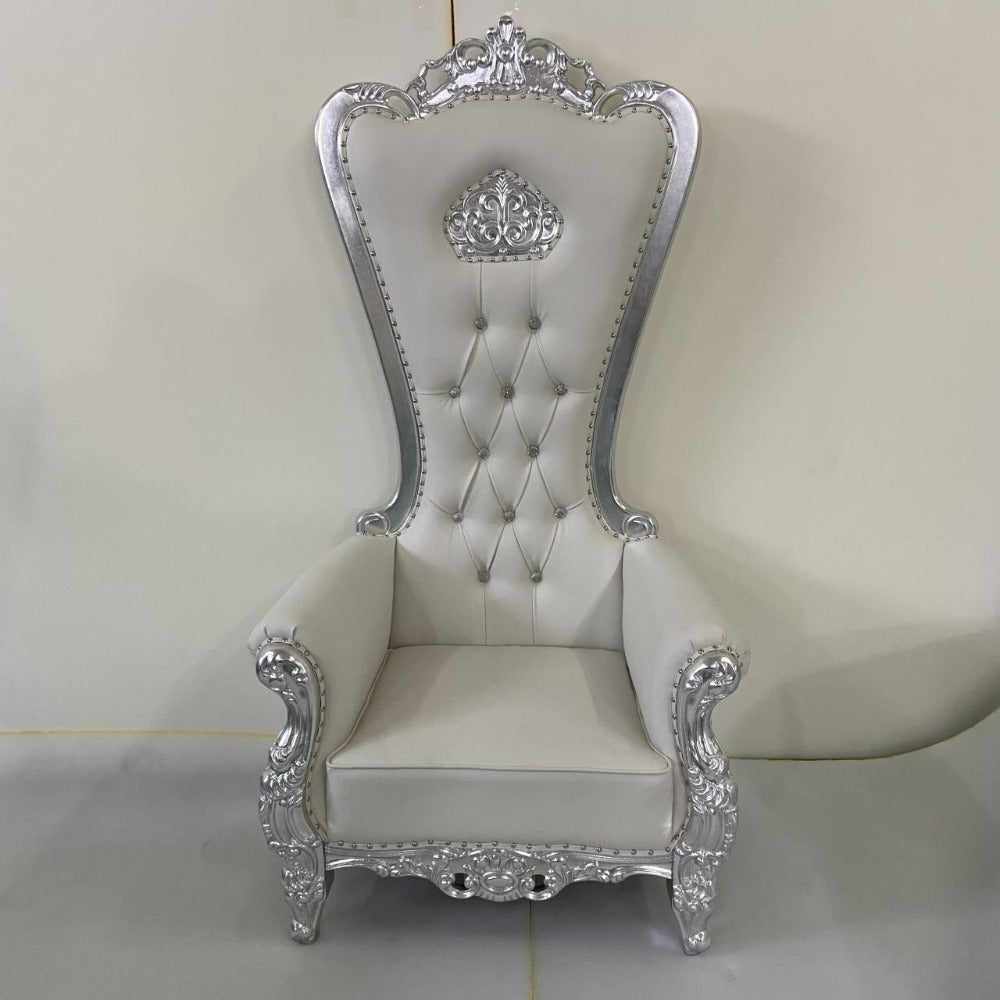 Luxury King & Queen Throne Chair Silver